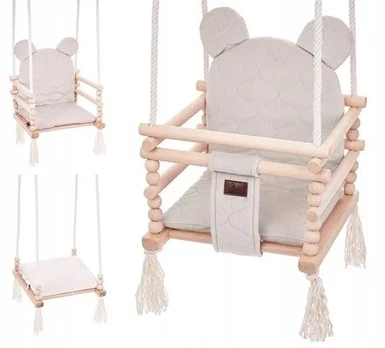 Medinė vaikiška sūpynė "meškutis" 3in1, 140cm