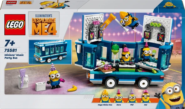 LEGO Minions 75581 Pakalikų muzikinio vakarėlio autobusas