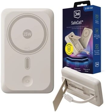 3mk SafeCell 10 000 mAh MagSafe USB-C PD smėlio spalva
