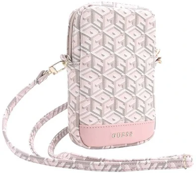 Guess PU G Cube Wallet Phone Bag Zipper Rožinė