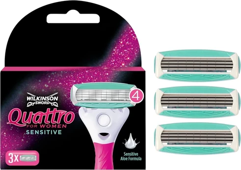 Wilkinson Sword Quattro for Women Sensitive 3 Skustuvo Galvutės