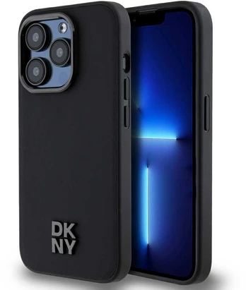 Dėklas DKNY PU Leather Stack Logo Magsafe Case for iPhone 15 Pro Juodas