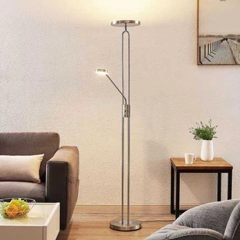 Lindby Twina LED toršeras, satino chromas