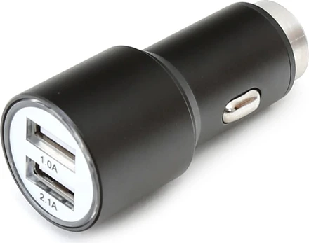 "Omega" automobilinis įkroviklis 2xUSB 2100mA Metalinis, juodas (43342)