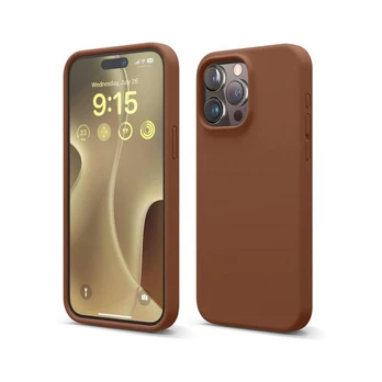 "Soft Silicone Case iPhone 15 Pro Max" Brown