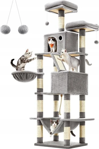Draskyklė Mozos Kitty-Tree, 206 cm, pilka