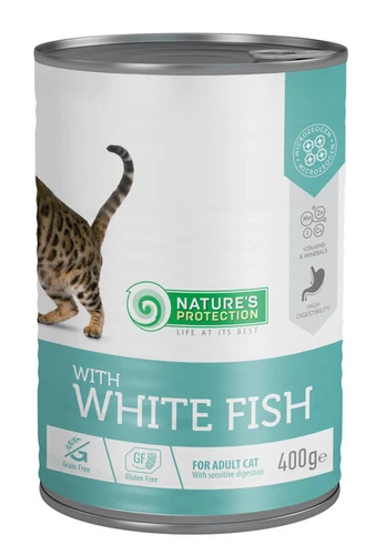 konservuotas pašaras katėms su balta žuvimi 375 g