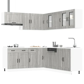 Virtuvinių spintelių komplektas, 11 dalių, Kalmar, pilka
