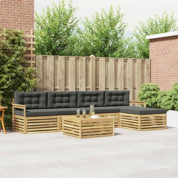 Lauko sofos komplektas 7 pcs Balta ir antracito Poliesteris