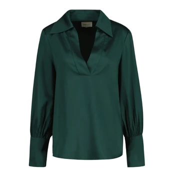 Palaidinės moterims, Žalia, reg pop over high cuff blouse
