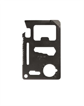 Mil-Tec Juodas SURVIVAL TOOL CARD WITH POUCH