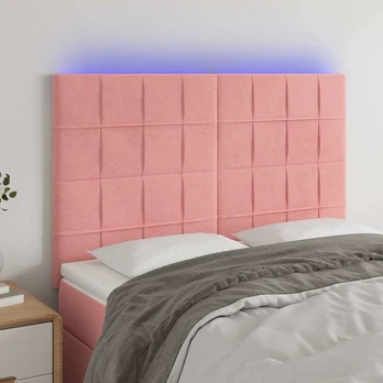Galvūgalis su LED, rožinės spalvos, 144x5x118/128cm, aksomas