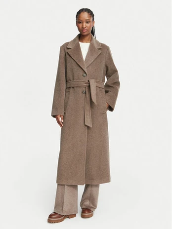 Weekend Max Mara Vilnonis paltas Bronte 2625016112 Smėlio Regular Fit