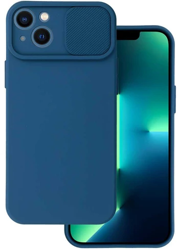Topt Camshield Soft dėklas skirtas Apple iPhone 14 mėlynos spalvos