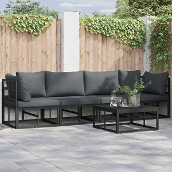 Sodo Sofų Rinkinys 5 pcs Juoda 70 x 70 x 32 cm Aliuminis
