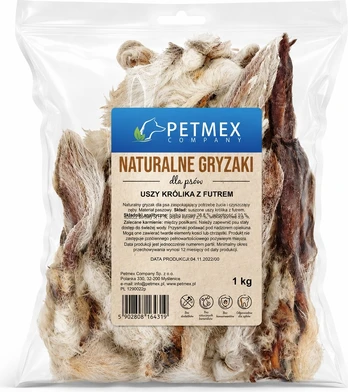PETMEX Uszy Królika su futrem 1kg