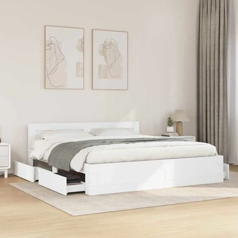 Lova Lovos rėmas 2 pcs Baltas 193 x 203 cm Apdirbta mediena