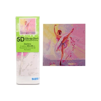Tapyba pagal skaičius + deimantinė mozaika „Balerina“, 20 x 20 cm