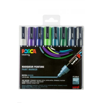 Posca - PC5M - Medium Tip Pen - Cool colors, 8 pc /Arts and Crafts /Multi