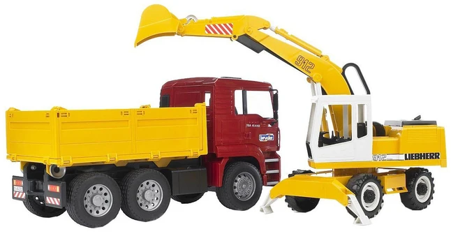 BRUDER statybinis sunkvežimis MAN TGA ir ekskavatorius Liebherr, 2751
