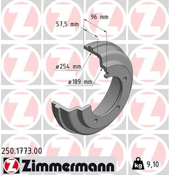 ZIMMERMANN 250.1773.00 Stabdžių būgnas