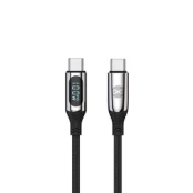 Kabelis OEM LCD USB Type-C, USB Type C, 1 m, juoda kaina
