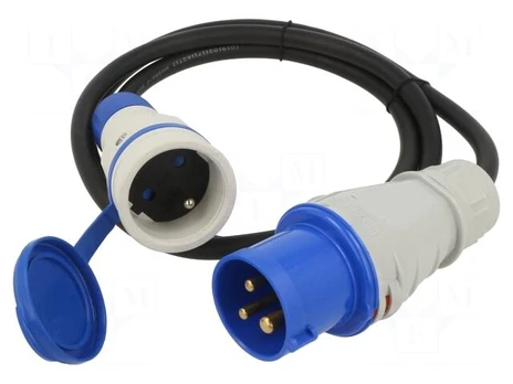 Extension lead | 3x2.5mm2 | Sockets: 1 | rubber | black | 1.5m | 16A