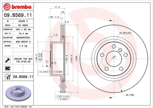 Stabdžių diskas BREMBO 09.B569.11