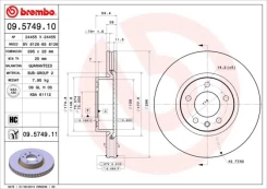 BREMBO 09.5749.11 Brake Disc kaina