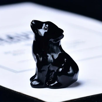 Krištolinis vilkas, 3,5 cm, Obsidianas