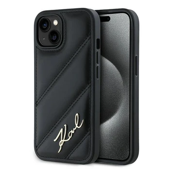 Karl Lagerfeld KLHCP15MPQDSMGK iPhone 15 Plus / 14 Plus 6.7" juoda/juodas hardcase Diagonal Quilted Script