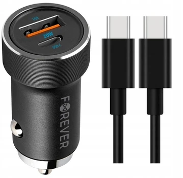 Automobilinis įkroviklis 20w Usb-c + Usb-a su Usb-c kabeliu