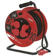 Rubber Extension Cord Reel – 4 sockets, 25m, 2.5mm² SCHUKO kaina