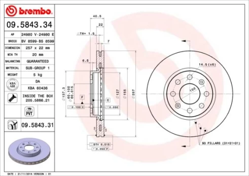 BREMBO 09.5843.31 Brake Disc