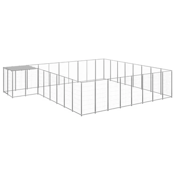 Voljeras šunims, sidabrinės spalvos, 20,57 m², plienas