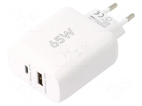 Power supply: switching | mains,plug-in | 5VDC, | 65W | 85.3% | white
