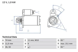 BOSCH 0 986 020 571 Starteris