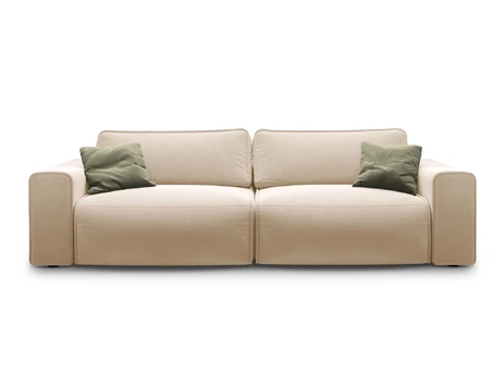 Velvet Sofa With Bed Function And Box, "Victor", 3 Seats, 246x100x83, Nude