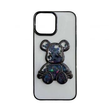 iLike iPhone 14 silikoninis dėklas Spausdinti Desire Bear Apple Black