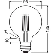 OSRAM LED lemputė Globe G95 E27 5W Filament 2 700K