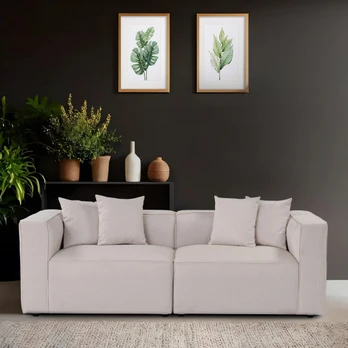 2-vietė sofa, Mora, Ecru, rėmas: BUKAS IR EGLĖS IR DIDŽŲ PLOKŠTA