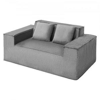 Dviejų vietų šviesiai pilkas sofa be surinkimo