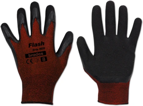 Sodo ir darbo pirštinės Bradas FLASH GRIP Raudonas, 8 dydis, 6 vnt.