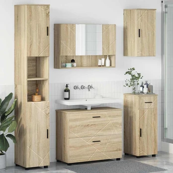 Vonios baldų rinkinys su stalčių 5 pcs Sonoma ąžuolas