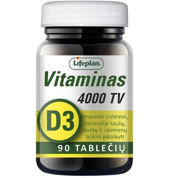 Lifeplan 4000TV vitaminas D3 tabletės N90