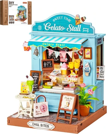 Robotime Mini namas 3D konstruktorius Gelato Stall