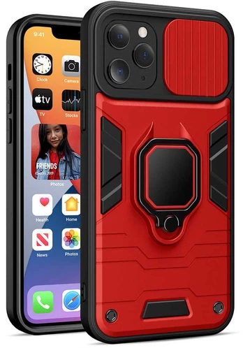 Topt Ring Lens dėklas skirtas Apple iPhone 14 Plus Raudona