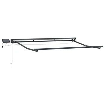 Rankinis markizės rėmas su LED Antracitas 3 x 2 m Aliuminis