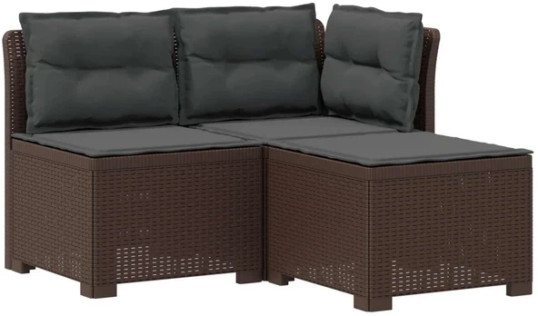 3-vietė sodo sofa su pagalvėlėmis, Rattan išvaizda PP Ruda