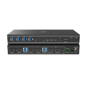 LINDY 2 Port Dual Head HDMI 4K60,USB3.0 KVM Switch kaina